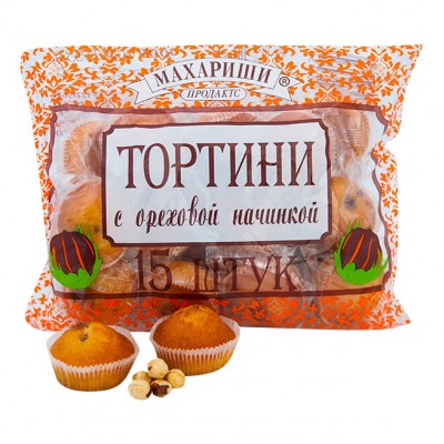 Кексы Тортини с ореховой нач. 500г Махариши