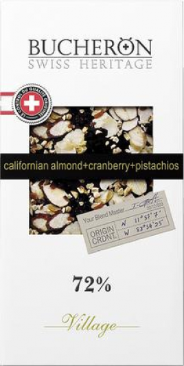 Шоколад гор. с миндаль/ клюква/ фисташ.Бушерон 100гр./картон/