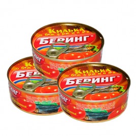 Килька в томате Беринг обжаренная 240гр ж/б ключ Омега