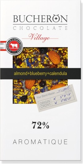 Бушерон VILLAGE Шоколад горький с миндалем, черникой, фисташкой, лепест. календулы и василька 100г