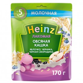 "HEINZ" Кашка овсяная яблоко, черника 170гр с 5 мес