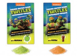 Карамель леденцовая Черепашки Ниндзя со вкусом колы и яблока 7гр