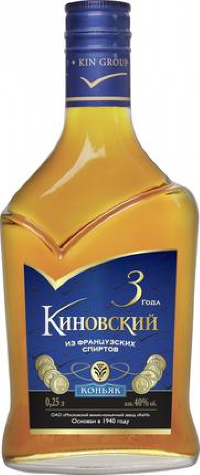 Коньяк КИНовский Российский 3* 40% 0,25л