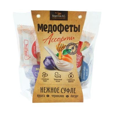 Суфле Ассорти с йогуртом, курагой, черносливом и медом 150гр Медофеты