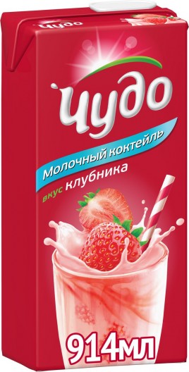 БЗМЖ Коктейль молочный Чудо клубника 2% 960г т/пак