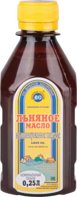 Масло ВС льняное нерафинированное пл/бут 0,25л
