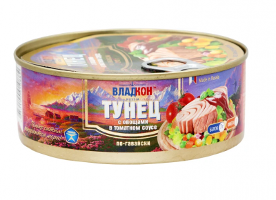 Тунец с овощами по-гавайски в т/с Знаток 240г ж/б