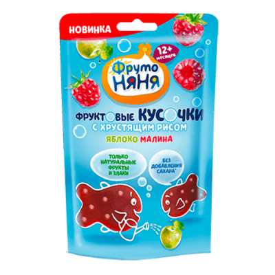Фруктовые кусочки ФрутоНяня яблоко, малина, рис без сахара c 12 мес. 12г