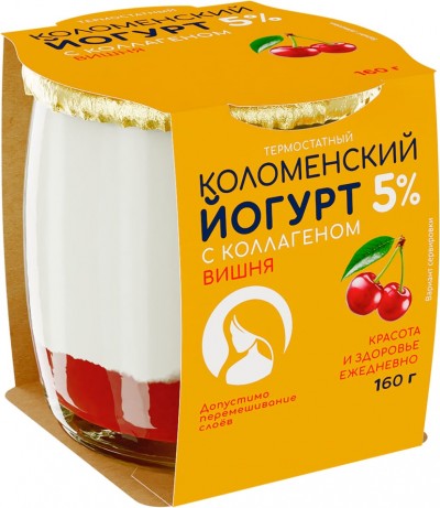 БЗМЖ Йогурт Коломенский вишня  5% 160г ст/б