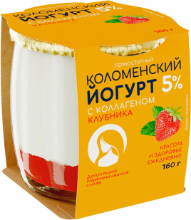 БЗМЖ Йогурт Коломенский клубника 5% 160г ст/б