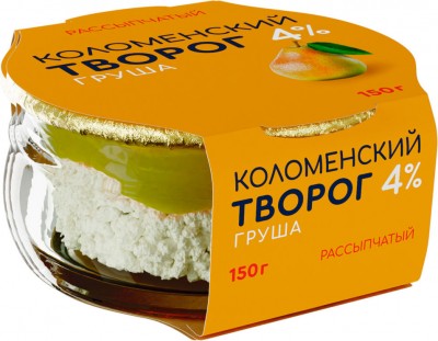 БЗМЖ Творог Коломенский с наполнителем Груша 4% 150гр стекло