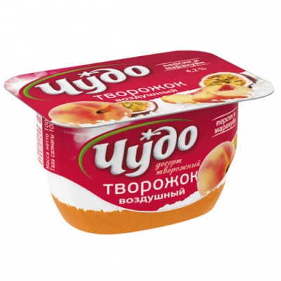 АКЦИЯ!!! БЗМЖ Десерт творож. персик, маракуйя Чудо 4,2% 100г