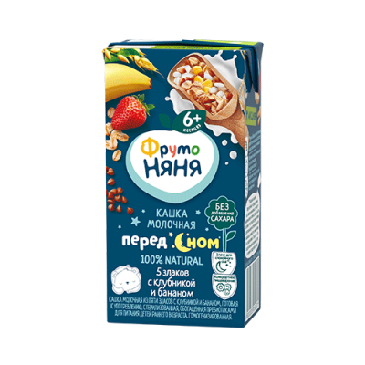 Кашка ФрутоНяня 5злаков с клубникой и бананом 200г