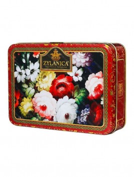 Чай Зиланика Красный цветок Шкатулка с цветами чёрный листовой супер пекое 100гр