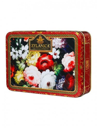Чай Зиланика Красный цветок Шкатулка с цветами чёрный листовой супер пекое 100гр