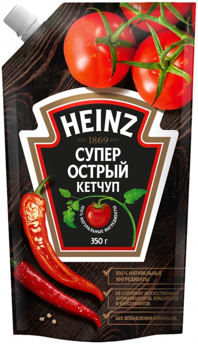 "HEINZ" Кетчуп Супер Острый 320гр дой-пак