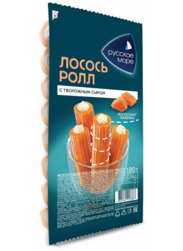 Палочки лососевые Лосось-ролл с творожным сыром Русское море 180гр