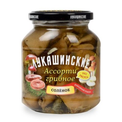 Грибы "Лукашинские" соленое ассорти 340гр ст/б