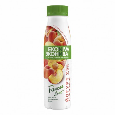 БЗМЖ Йогурт питьевой Эконива с персиком 2,5% 300гр бут.