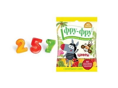 Фру-фру жевательный мармелад Зебра в клеточку цифры 30г.