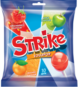 Карамель на палочке Страйк ассорти 113гр