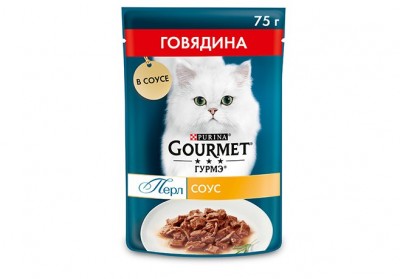 Пауч для кошек Gourmet Purina Говядина Перл в соусе 75гр