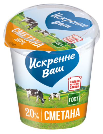 БЗМЖ Сметана Искренне Ваш 20% 300гр