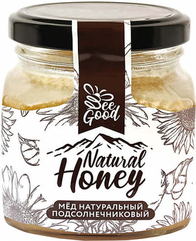 Мед натуральный подсолнечниковый 330гр Bee Good КДВ ст/б