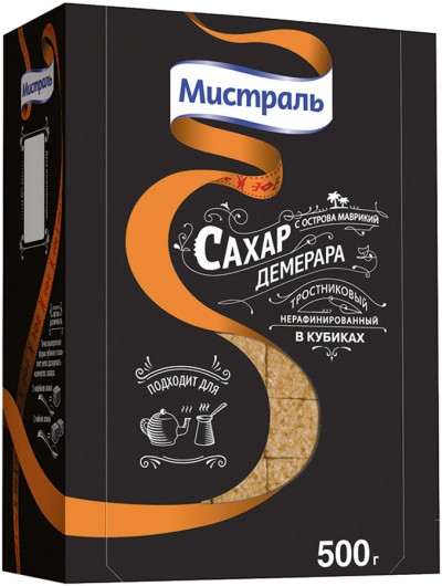 Мистраль Сахар коричневый в кубиках Демерара 0,5кг--