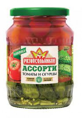Ассорти томаты и огурцы Разносольников 680гр ст/б