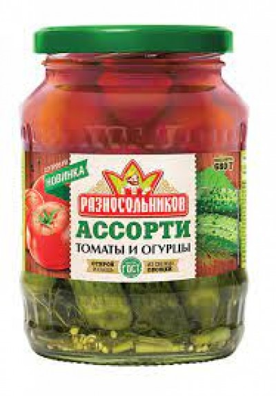 Ассорти томаты и огурцы Разносольников 680гр ст/б