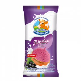 Вафельный стакан пломбир с черной смородиной 100г. Кореновка