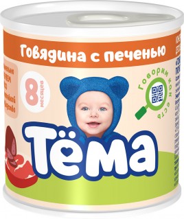 "Тема" Пюре мясное говядина с печенью ж/б 90г