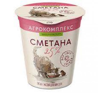АКЦИЯ!!! БЗМЖ Сметана Агрокомплекс Выселковский  25% 300гр ст.