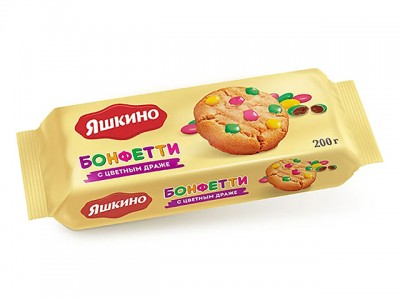 Печенье сдобное Яшкино "Бонфетти" с цветным драже 200г