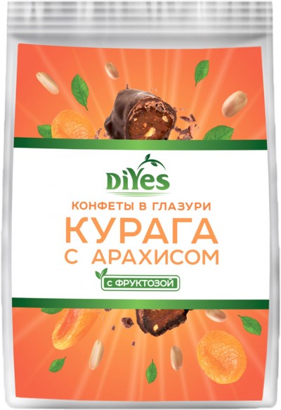 Конфеты "Ди YeS"  глазированые Курага с арахисом 250гр