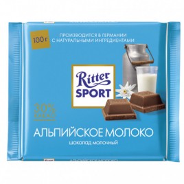Шоколад Риттер Спорт с альпийским молоком 100г