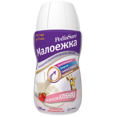 БЗМЖ Малоежка 1.0 со вкусом клубники 200мл