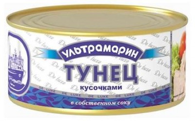 Тунец кусочками в с/соку "Ультрамарин" 185г.