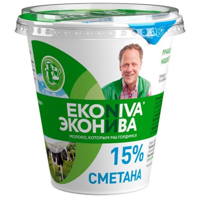БЗМЖ Сметана 15% 300гр Эконива