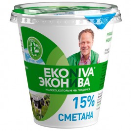БЗМЖ Сметана 15% 300гр Эконива