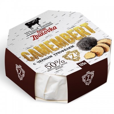 БЗМЖ Сыр Камамбер с черным трюфелем 50% 125гр ромб карт. Жуковка
