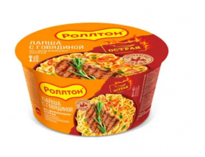 Лапша Роллтон с говядиной по-домашнему острая 90гр чашка