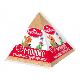 Молоко Вкуснотеево ультрапаст. 200мл 3,2% ТСА пирамидка