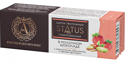 БЗМЖ Сырок твор. глаз. в молоч. шок. с земляникой и орехоми фисташки 26% 50г А.Ростагрокомплекс