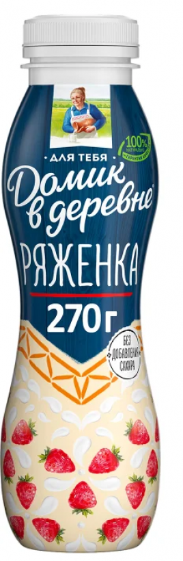 БЗМЖ Ряженка Домик в Деревне с клубникой 2,1% 270гр пэт