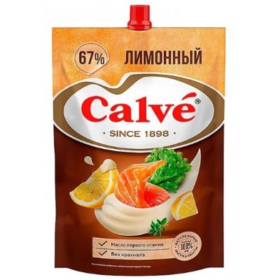 Майонез Кальве с соком лимона 67% 700гр дой-пак