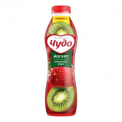 АКЦИЯ!!! БЗМЖ Йогурт питьевой Чудо клубника-киви 1,9% 680гр пэт