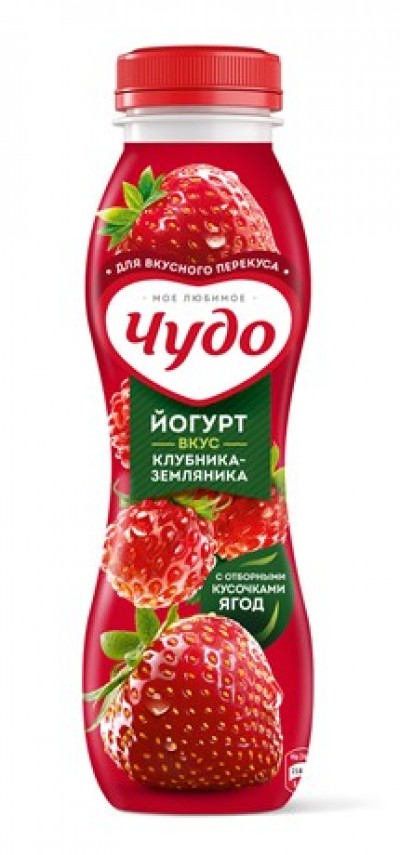 БЗМЖ Йогурт питьевой Чудо клубника-земляника 1,9% 260г пэт
