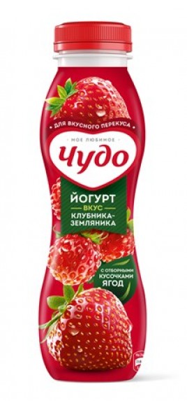БЗМЖ Йогурт питьевой Чудо клубника-земляника 1,9% 260г пэт